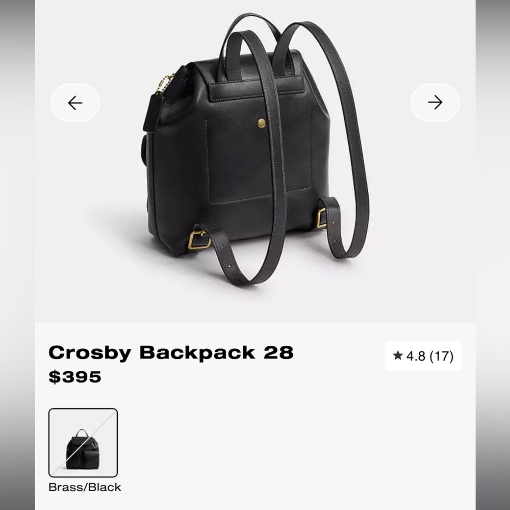 Coach Crosby 28 Black Leather Backpack - Picture 4 of 12